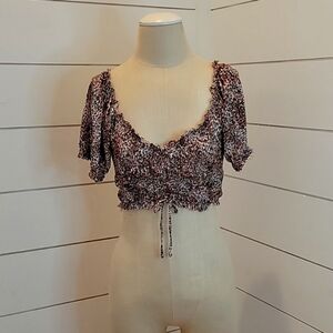 Urban Outfitters medium cheetah/leopard/animal print gathered crop top